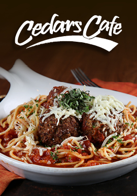 Tulalip Resort Casino restaurant Cedars Café serves up spaghetti meatballs and a wide range of menu offerings, providing a relaxed atmosphere for breakfast, lunch, or dinner