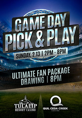 It’s the big game day, so choose your side! Earn 250 slots points and then swipe your ONE club card at the kiosk to reveal your prize.