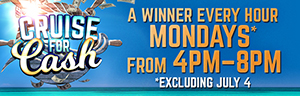 Sail away on a cruise for two on Norwegian Cruise Lines! One winner will be selected every hour on Mondays from 4PM to 8PM for a chance to win a dream cruise.